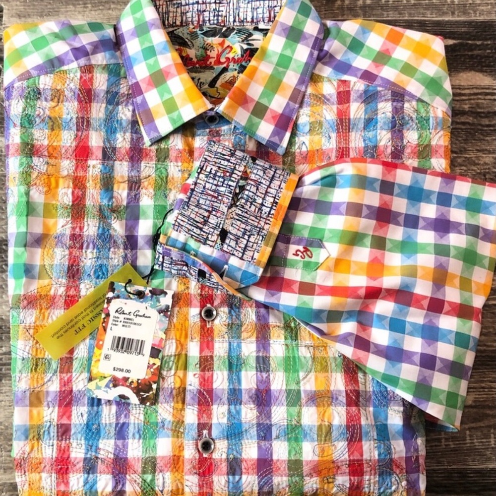 Robert Graham Multicolor Plaid Casual Button Down Shirt